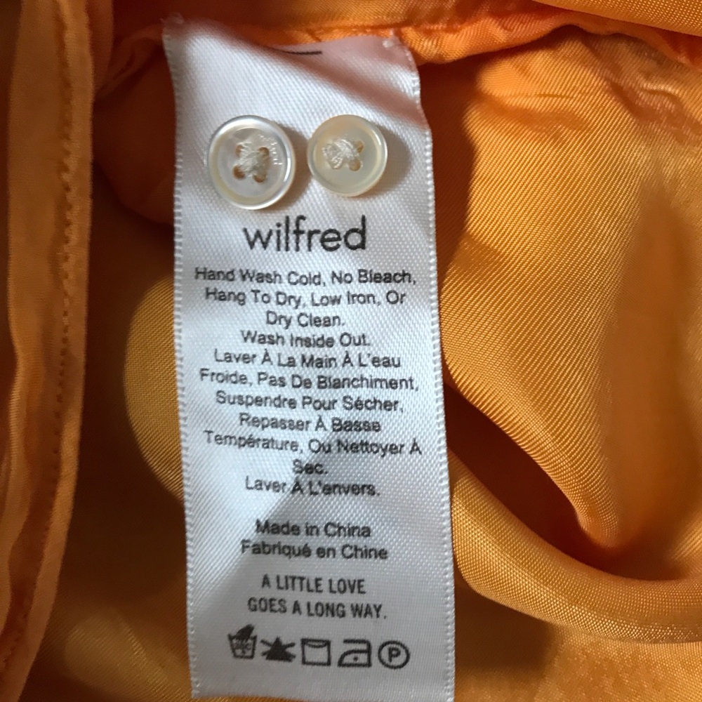 WILFRED SATIN CROP TOP LONG SLEEVE BUTTON BLOUSE WOMENS 2XS - Picture 4 of 10